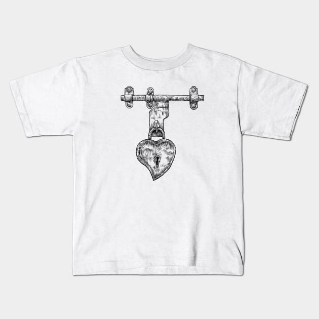 Padlock Heart, Love Kids T-Shirt by StabbedHeart